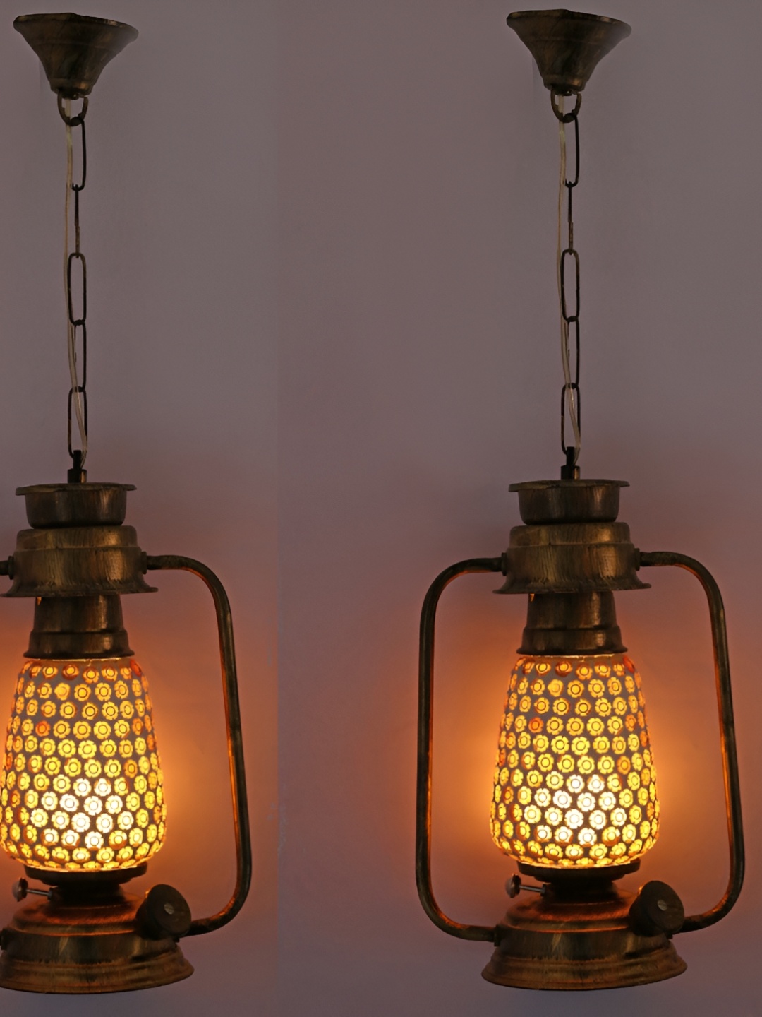 

1ST TIME White & Brown 2 Pieces Printed Traditional Ceiling Lamp