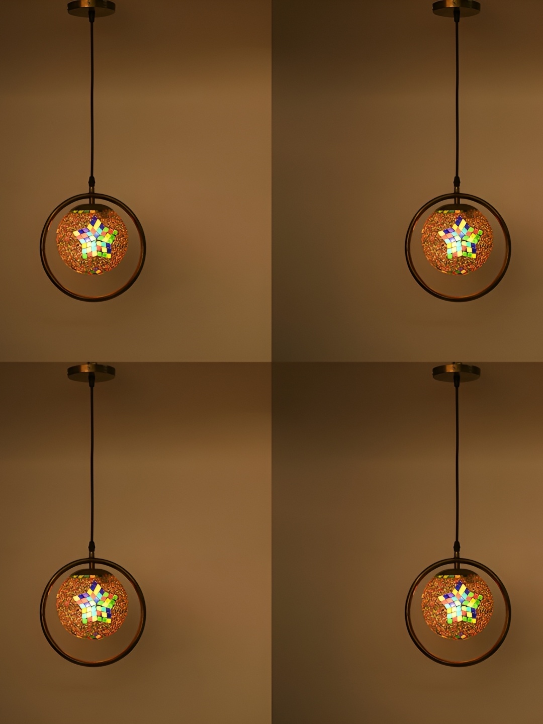 

1ST TIME Black & Red 4 Pieces Printed Glass Contemporary Ceiling Lamp