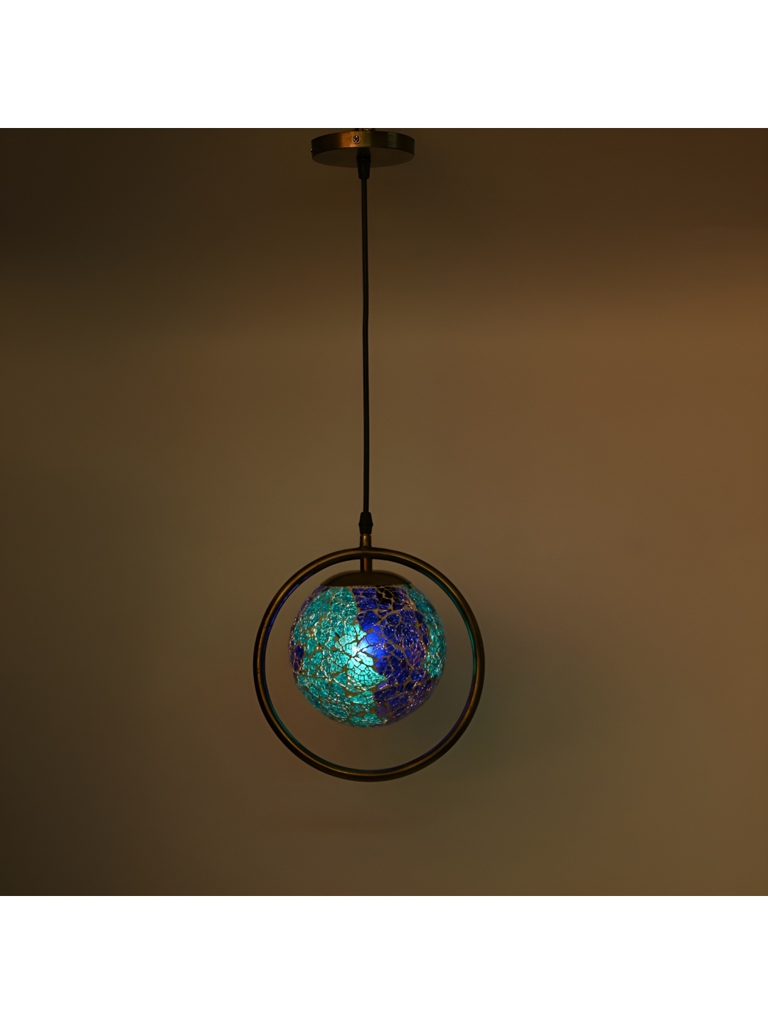

1ST TIME Blue & Brown Textured Glass Traditional Ceiling Lamp