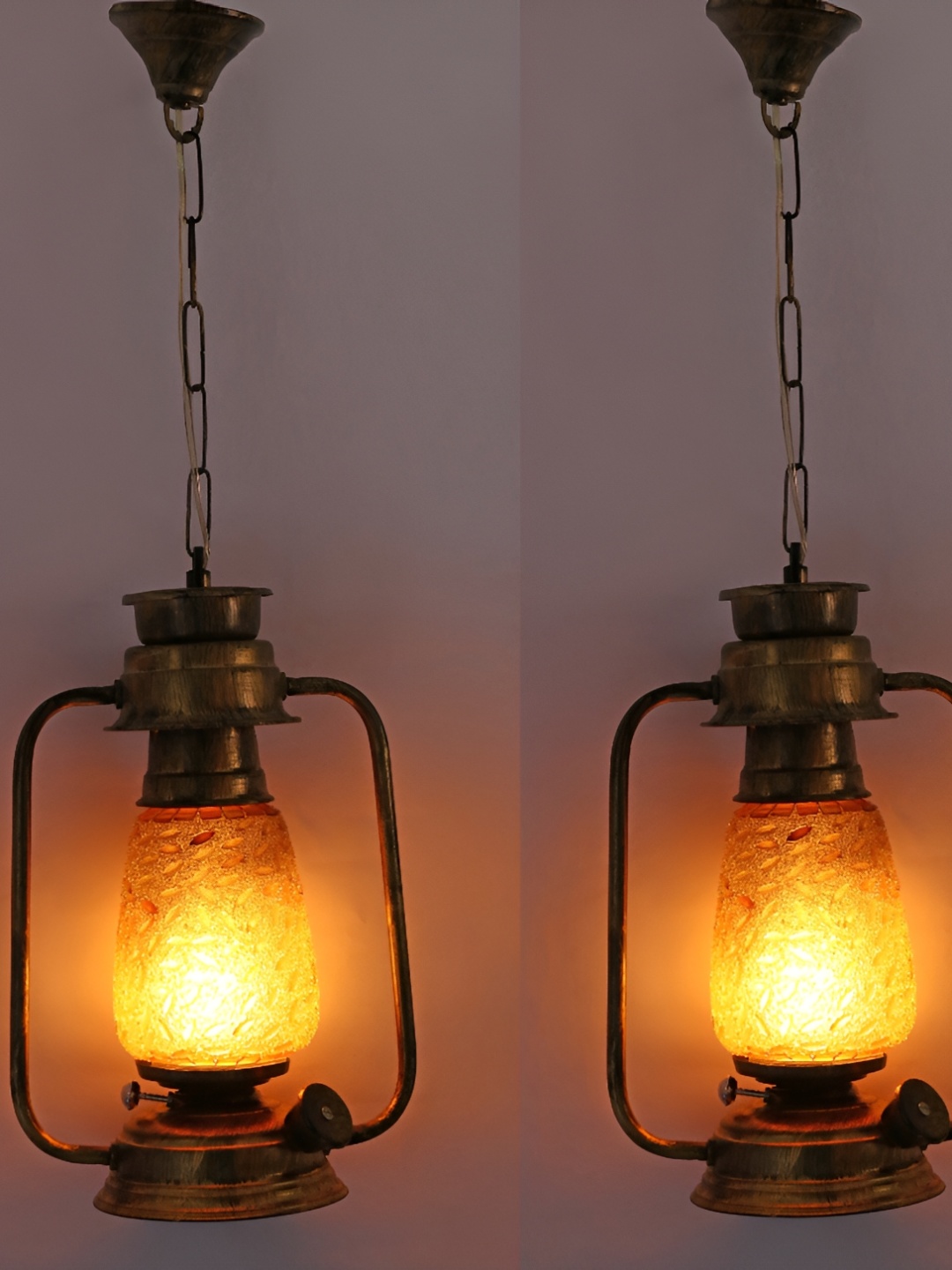 1ST TIME Yellow & Brown 2 Pieces Traditional Ceiling Lamp