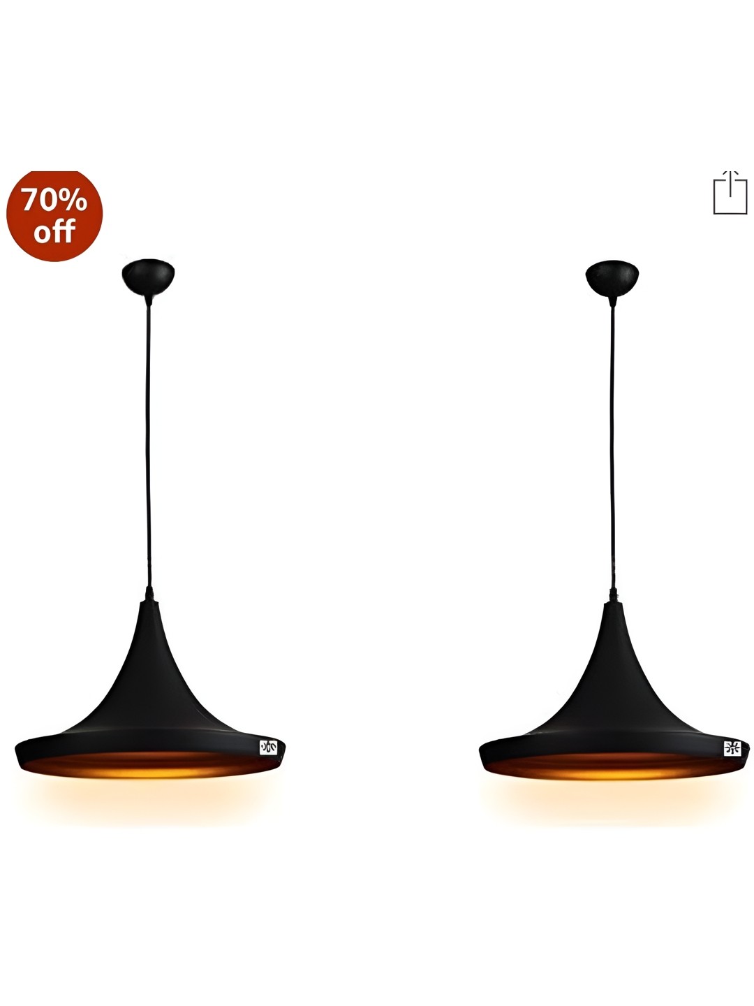 

1ST TIME Black 2 Pieces Bell Shaped Metal Ceiling Lamps