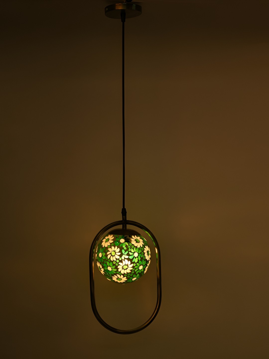 

1ST TIME Green & Yellow Textured Glass Traditional Ceiling Lamp