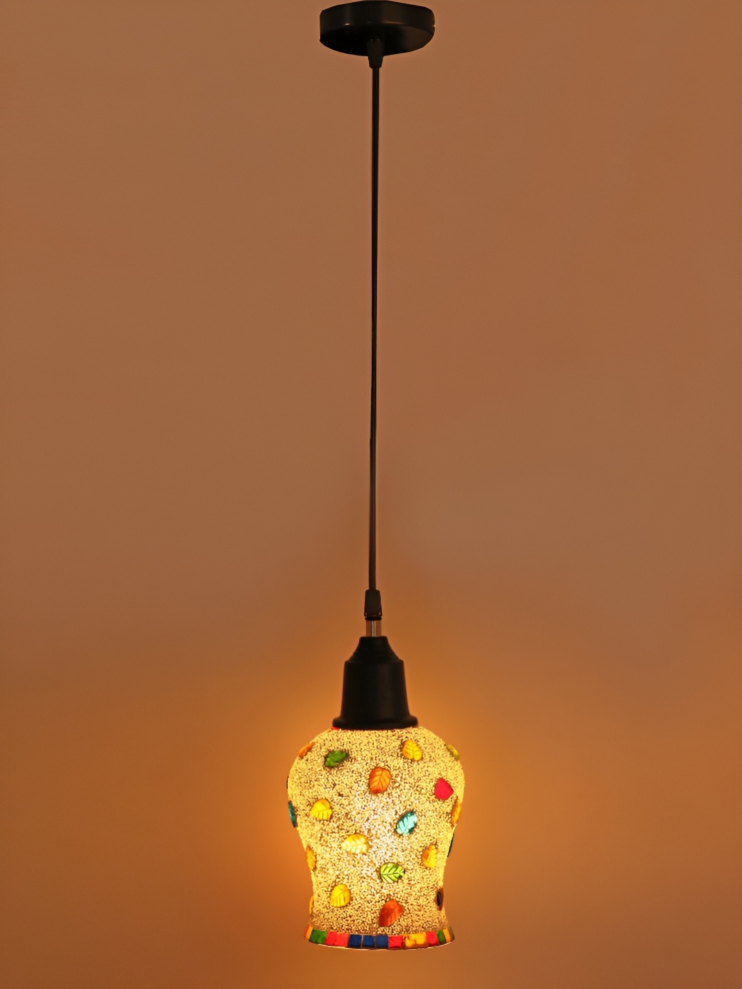 

1ST TIME White & Red Textured Glass Traditional Bell Shaped Ceiling Lamp