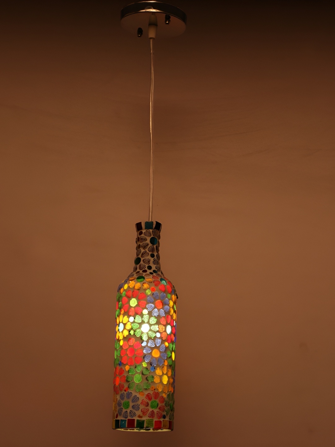 

1ST TIME White & Red Textured Glass Traditional Ceiling Lamp