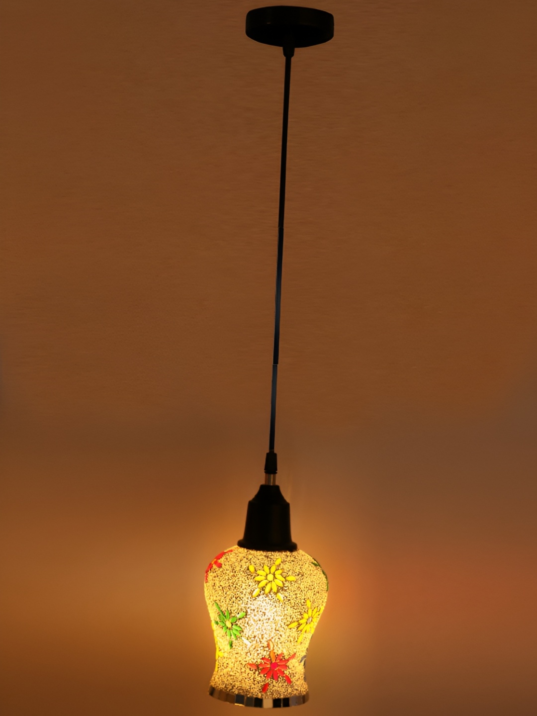1ST TIME White & Green Textured Glass Contemporary Bell Shaped Ceiling Lamp