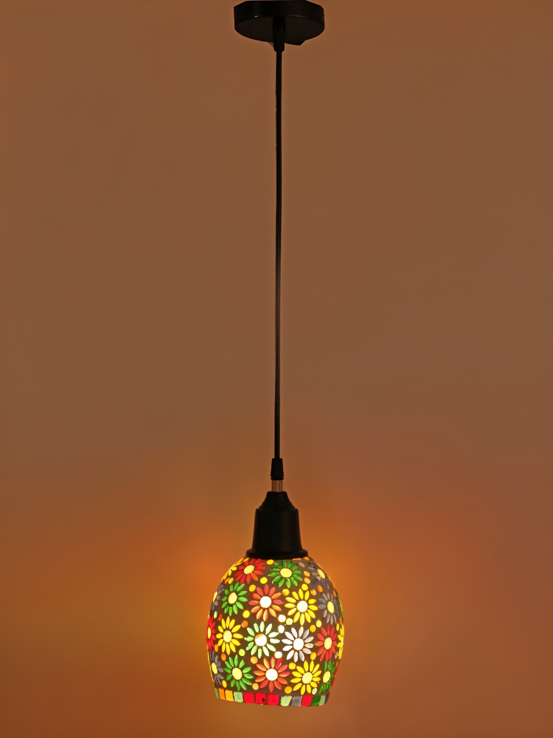 

1ST TIME White & Red Printed Glass Traditional Ceiling Lamp