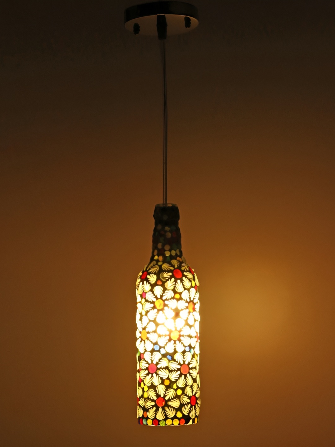 

1ST TIME Gold-Toned & Blue Textured Glass Contemporary Cylinder Shaped Ceiling Lamp