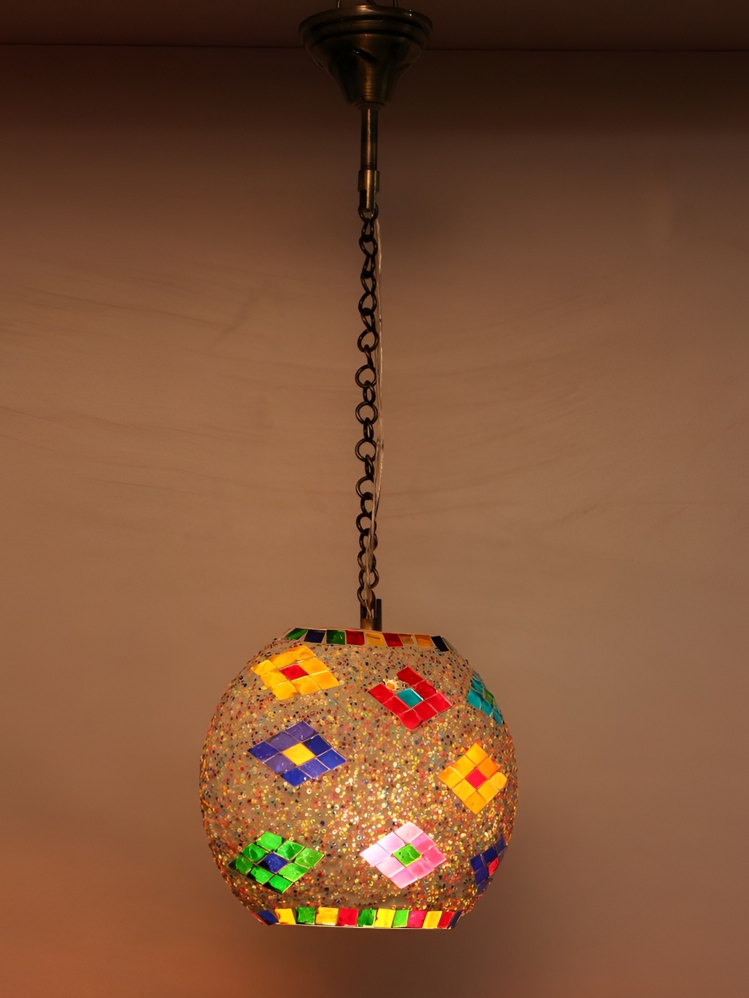 

1ST TIME Blue & Green Textured Glass Traditional Ceiling Lamp