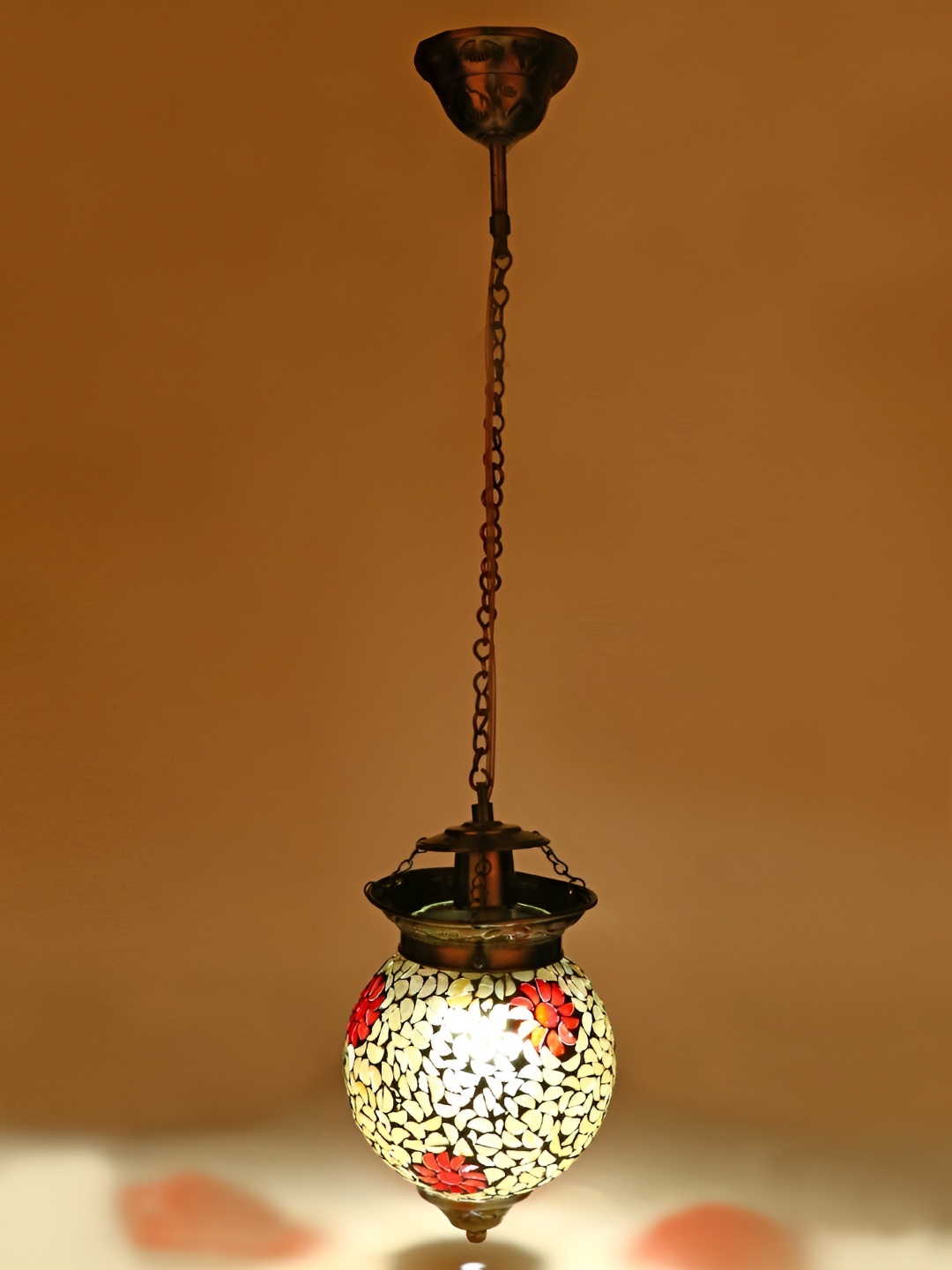 

1ST TIME White & Brown Printed Glass Contemporary Spherical Ceiling Lamp