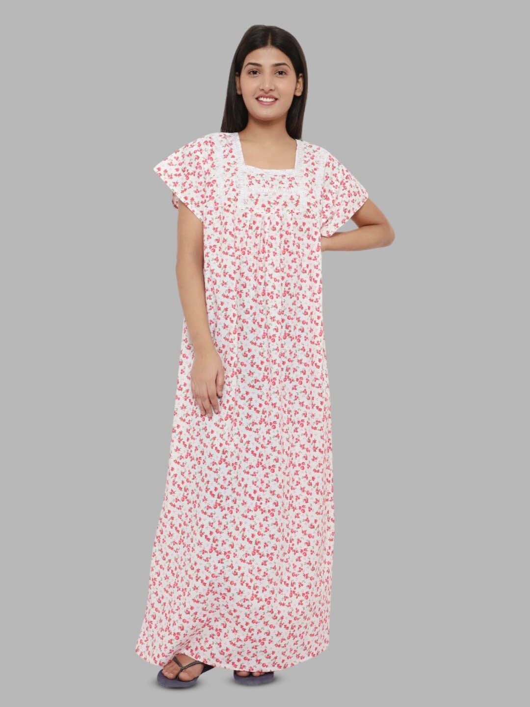 

PALIVAL Floral Printed Pure Cotton Maxi Nightdress, Pink