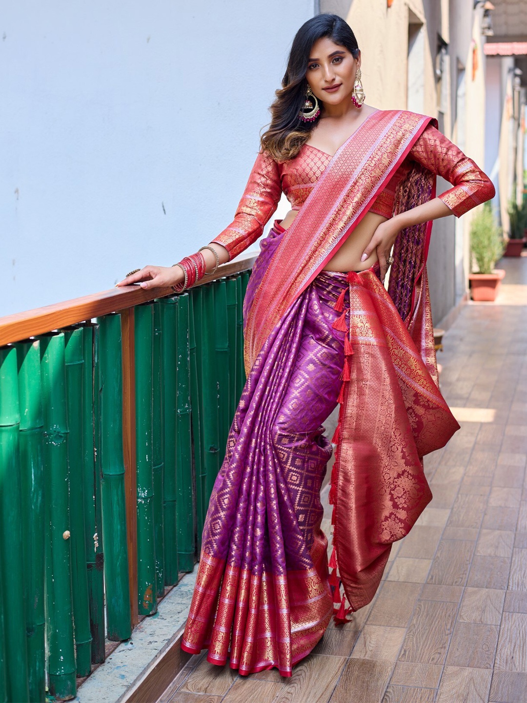 

LeeliPeeri Designer Ethnic Motifs Woven Design Zari Banarasi Silk Saree, Purple