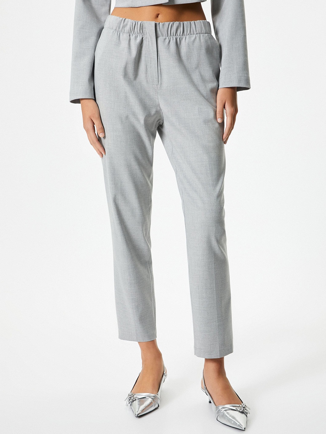 

Koton Women High-Rise Trousers, Grey