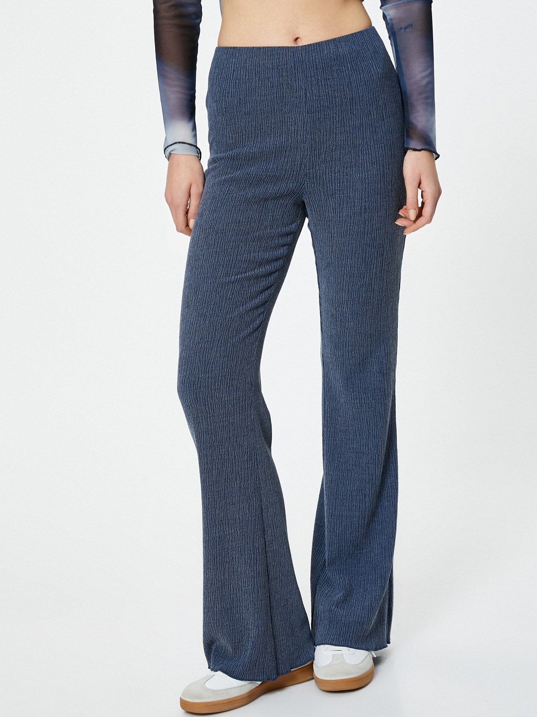 

Koton Women Skinny Fit High-Rise Bootcut Trousers, Blue