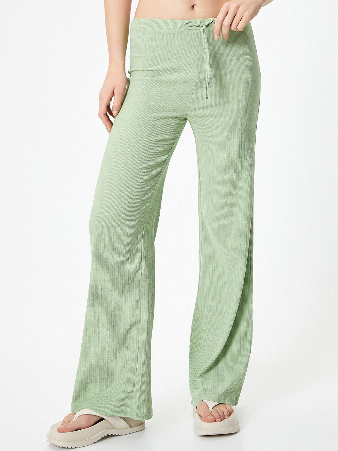

Koton Women Flared Parallel Trousers, Green