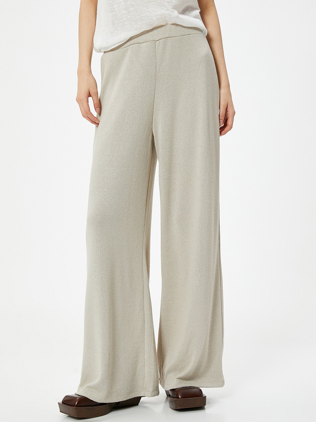 

Koton Women Flared Parallel Trousers, Beige