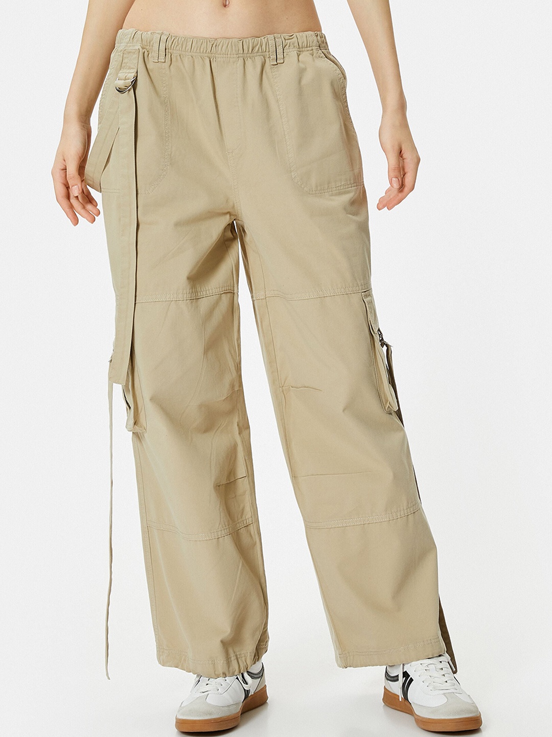 

Koton Women Mid-Rise Straight Fit Trousers, Beige