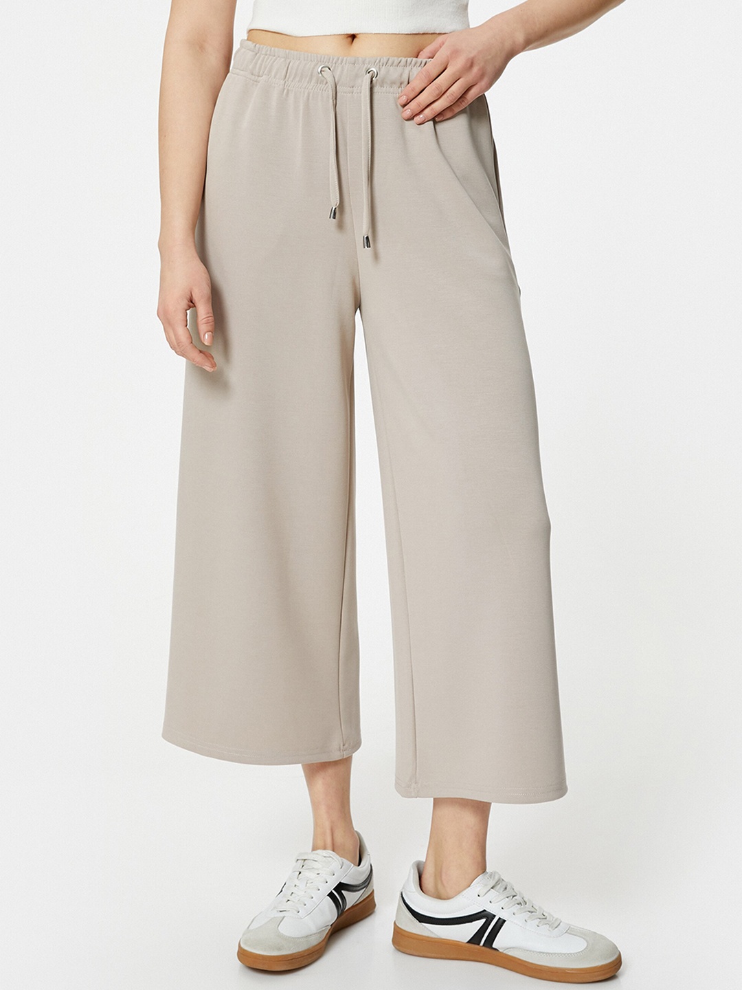 

Koton Women Flared Parallel Trousers, Beige