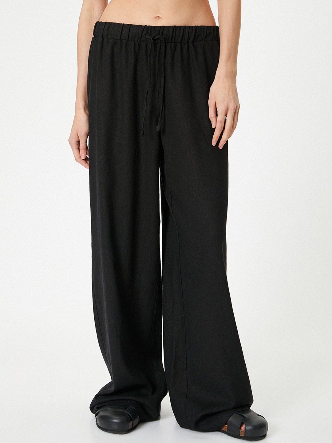

Koton Women Flared Parallel Trousers, Black