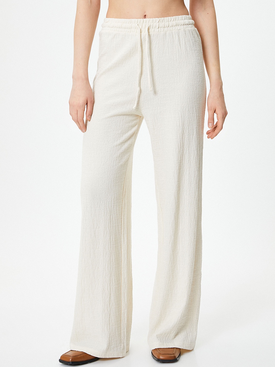 

Koton Women Mid-Rise Cotton Parallel Trousers, Off white