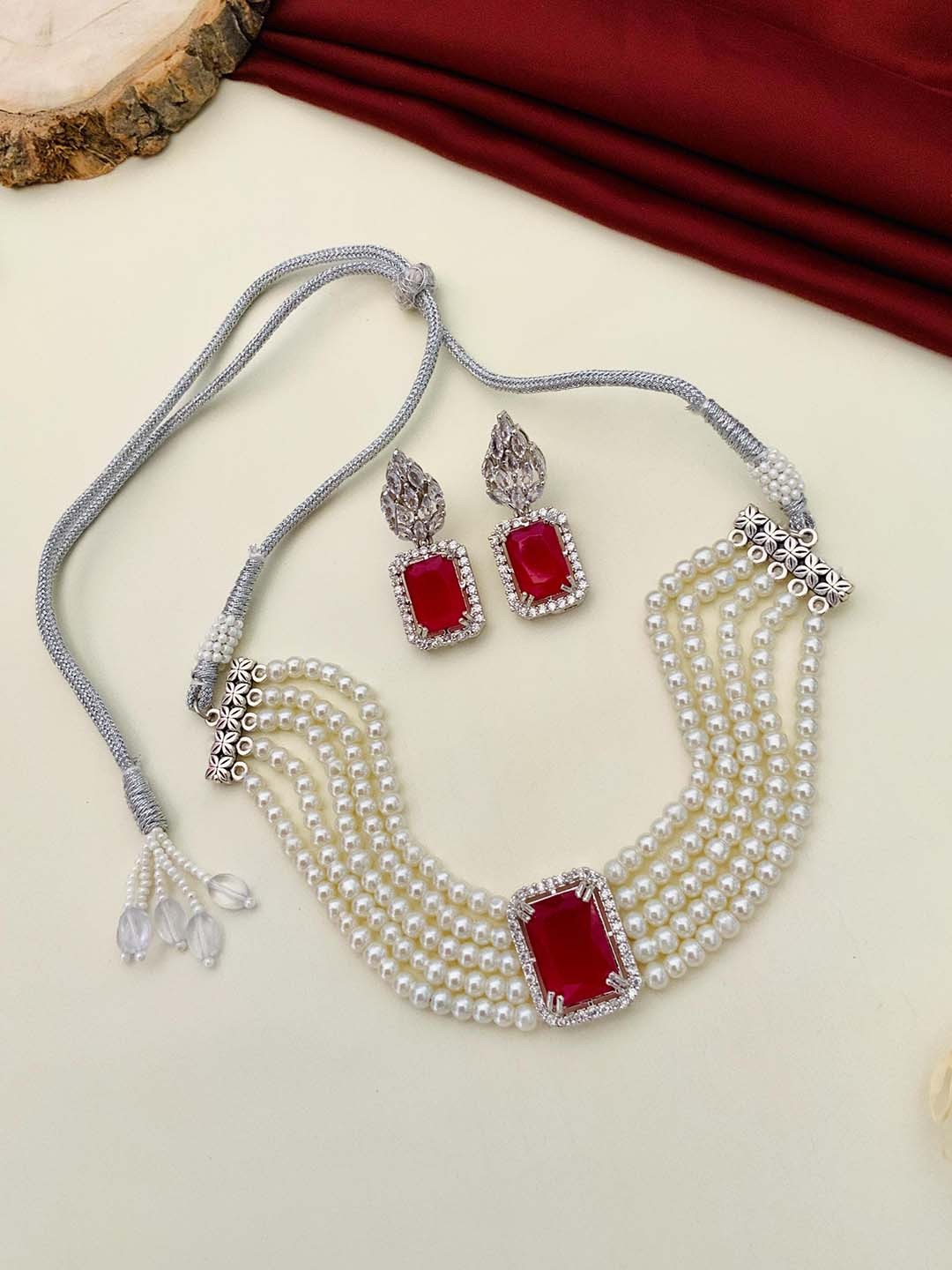 

Anouk Silver-Plated Cubic Zirconia-Studded & Beaded Jewellery Set