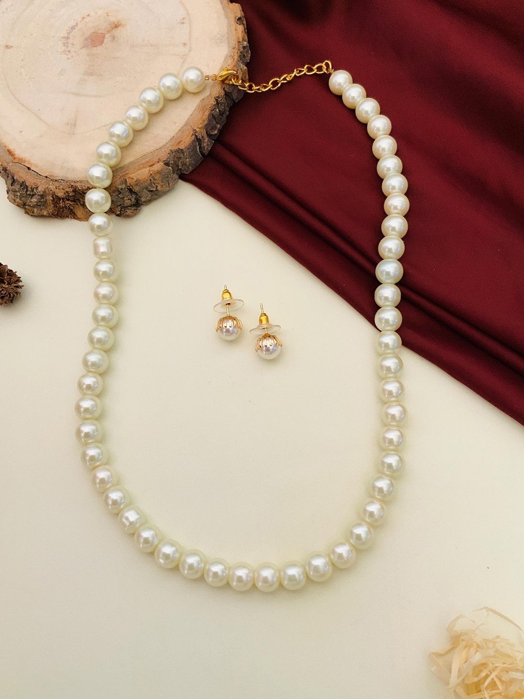 

Anouk White Gold-Plated beaded Jewellery Set