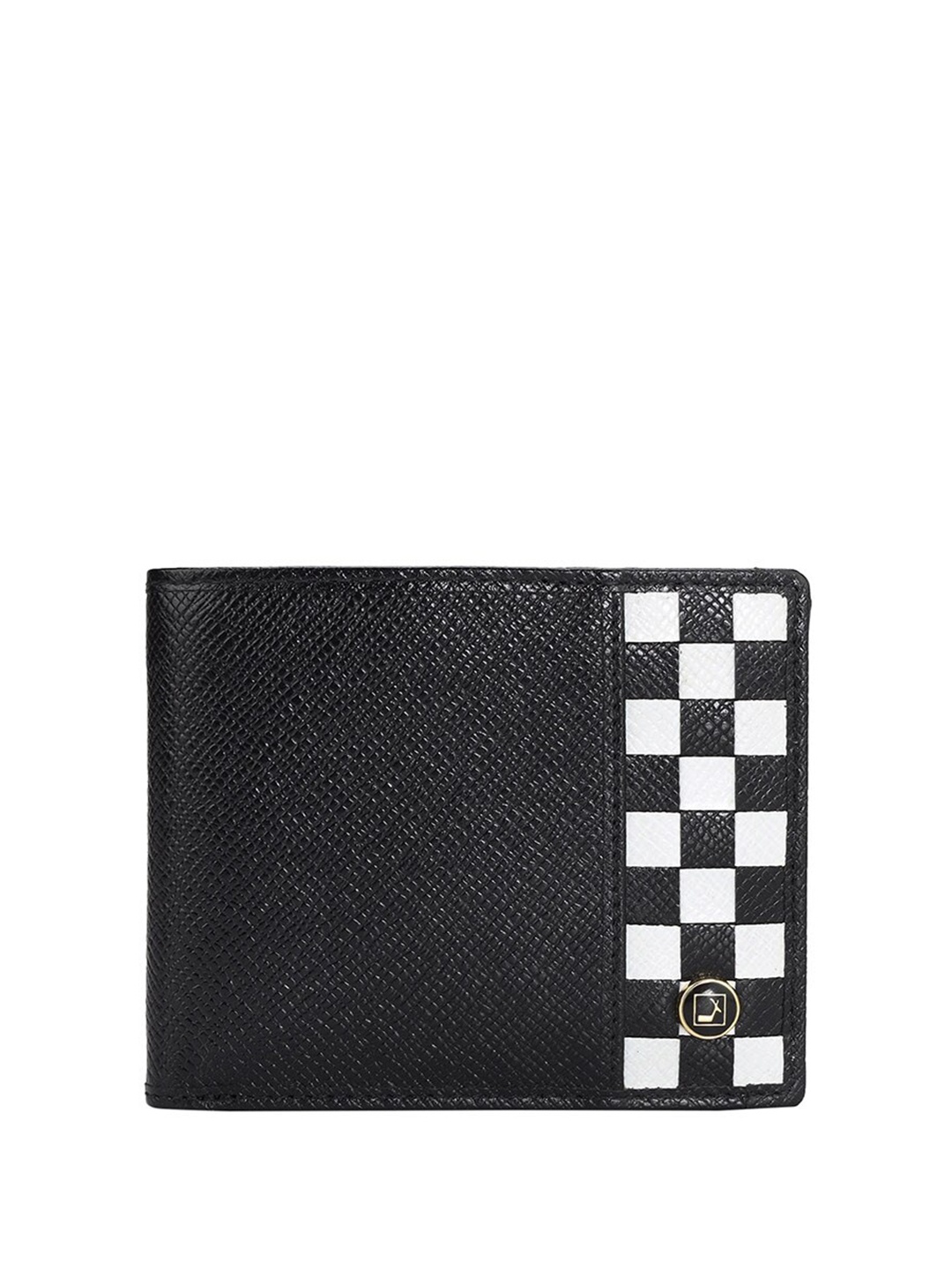 

Da Milano Men Textured Leather Two Fold Wallet, Black