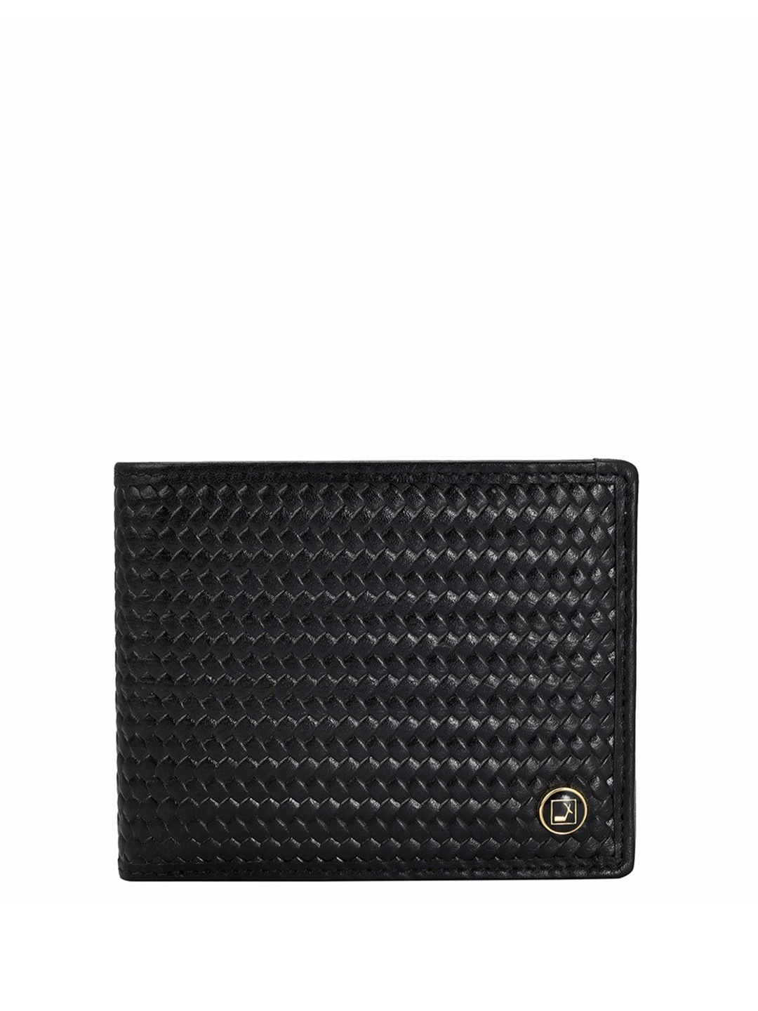 

Da Milano Men Textured Leather Two Fold Wallet, Black