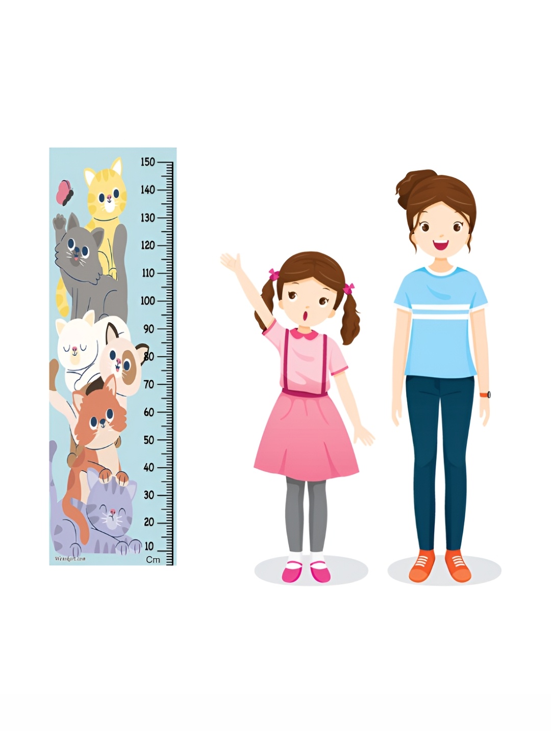 WENS Blue Printed Height Chart Wall Sticker