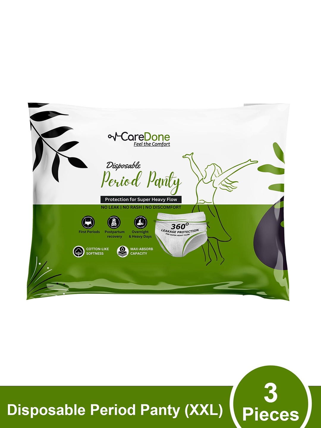 

CareDone Leakproof Disposable Period Panty - XXL - 3Pcs, White