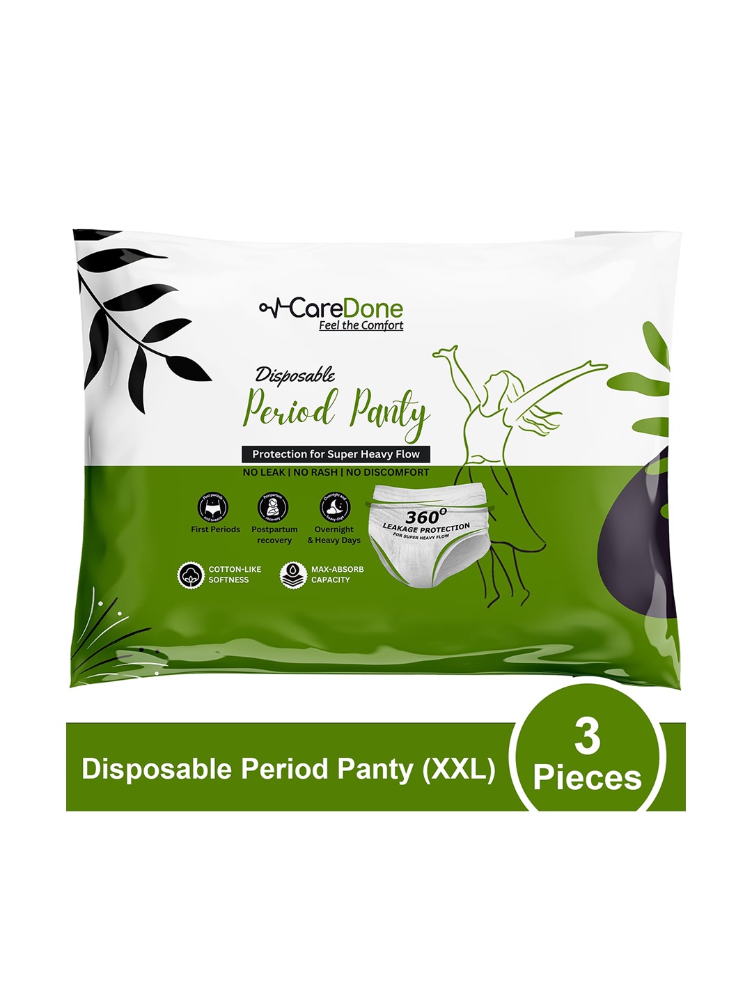 

CareDone Leakproof Disposable Period Panty - XXL - 3Pcs, White
