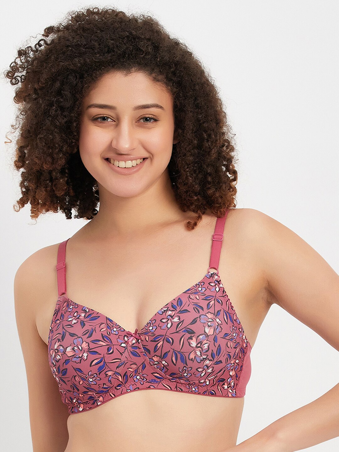 

Clovia Floral Bra Full Coverage Lightly Padded, Pink