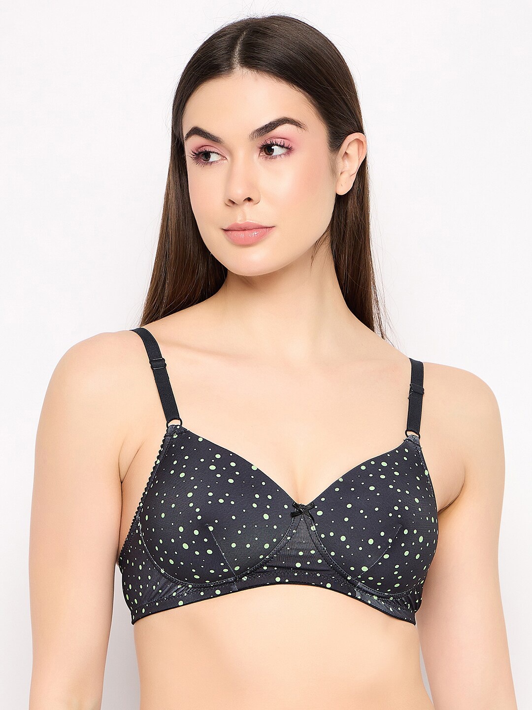 

Clovia Black Printed Full Coverage Lightly Padded T-shirt Bra With All Day Comfort