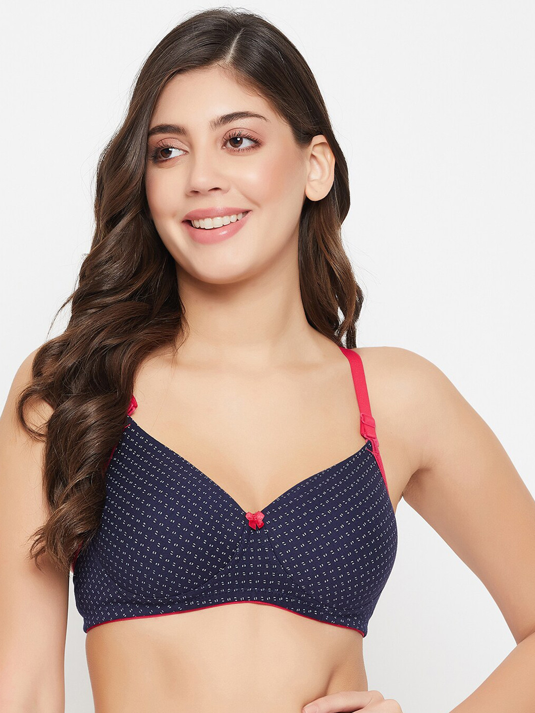 

Clovia Navy Blue Full Coverage Lightly Padded Cotton T-Shirt Bra With All Day Comfort