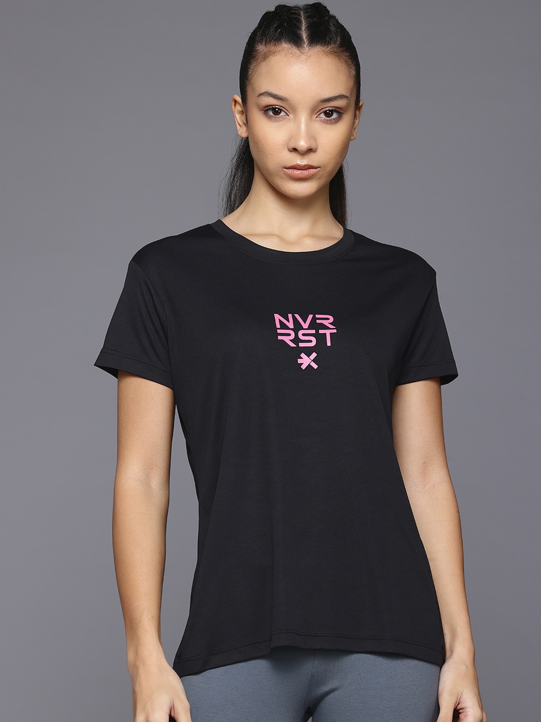 

HRX by Hrithik Roshan Printed Rapid-Dry Training T-shirt, Black