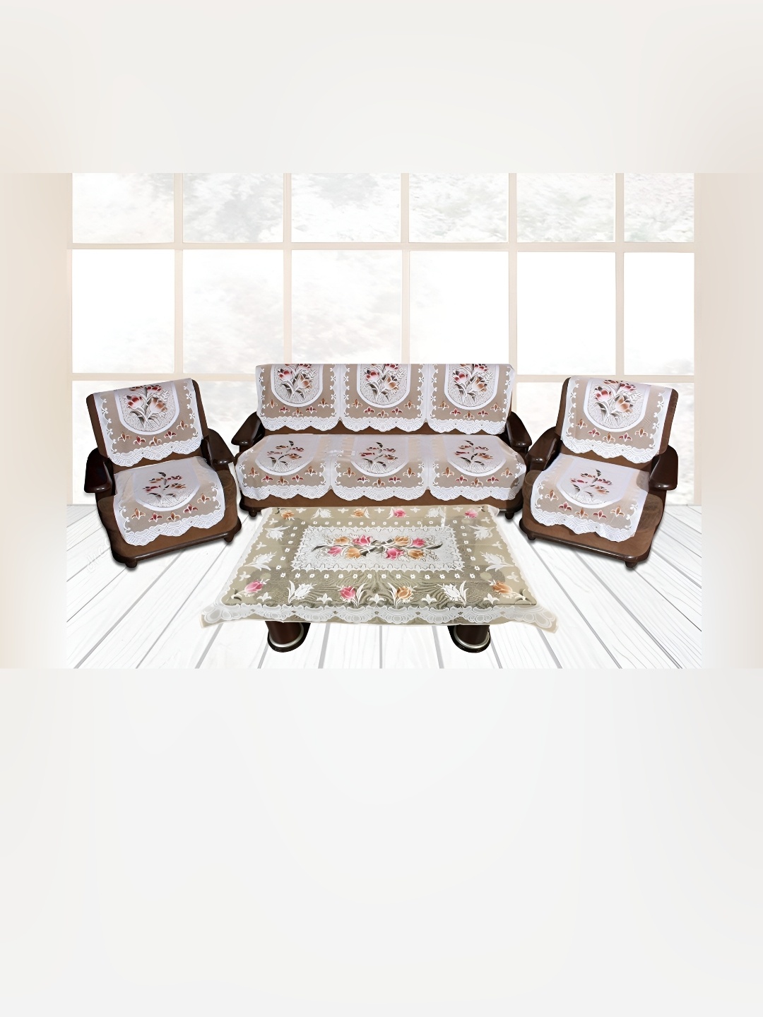 

BIGGER FISH Beige 10 Pieces 5 Seater Sofa Covers