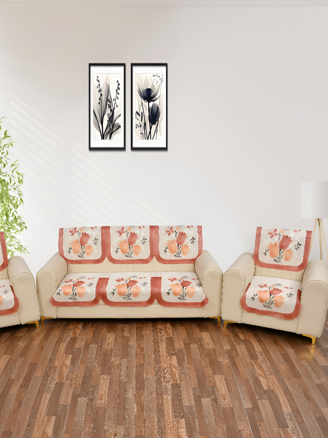 

BIGGER FISH Beige 10 Pieces 5 Seater Sofa Covers
