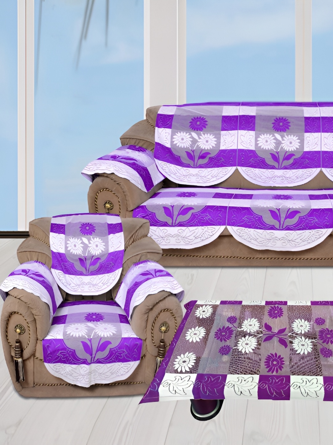 

BIGGER FISH Purple 16 Pieces 5 Seater Sofa Covers