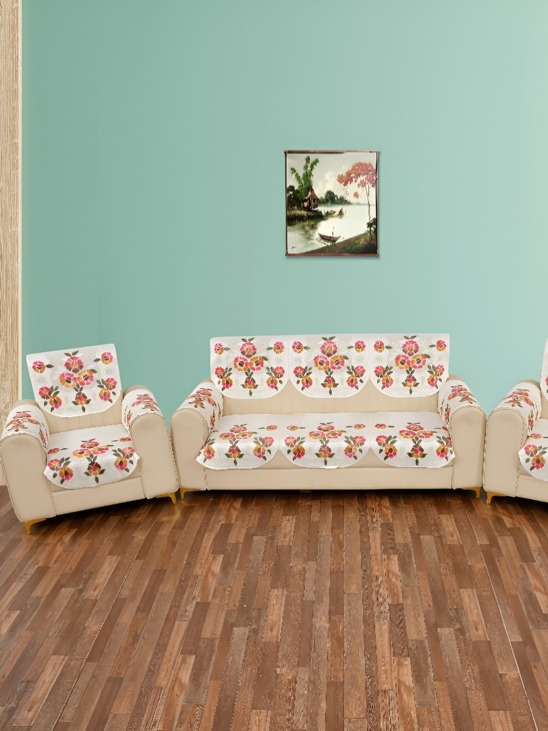 

BIGGER FISH Beige 16 Pieces 5 Seater Sofa Covers