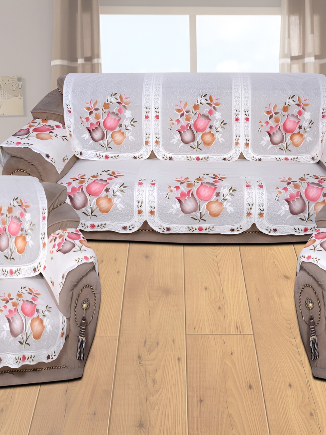 

BIGGER FISH White 16 Pieces 5 Seater Sofa Covers, Multi