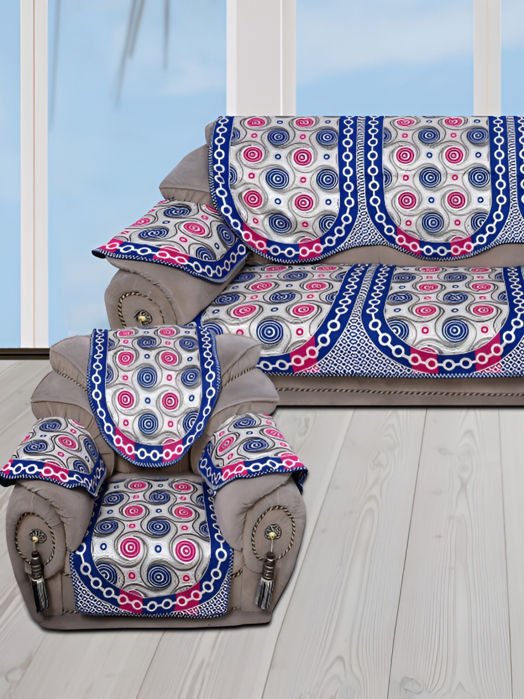

BIGGER FISH Blue 6 Pieces 3 Seater Sofa Cover