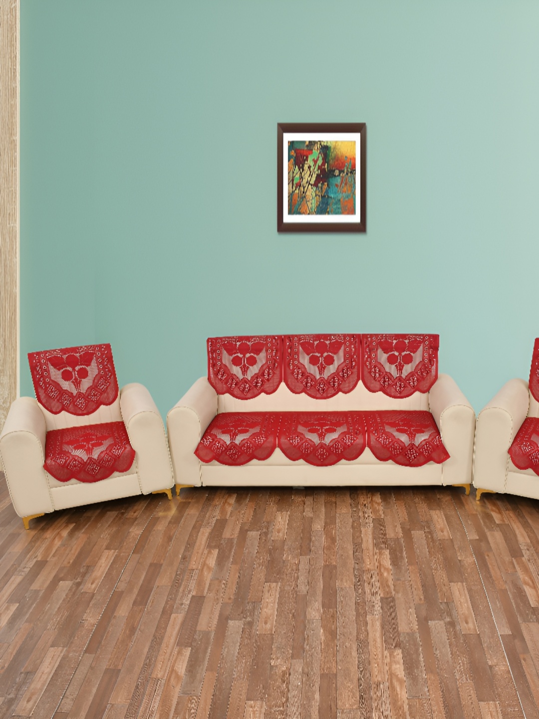 

BIGGER FISH Maroon 10 Pieces 5 Seater Sofa Cover