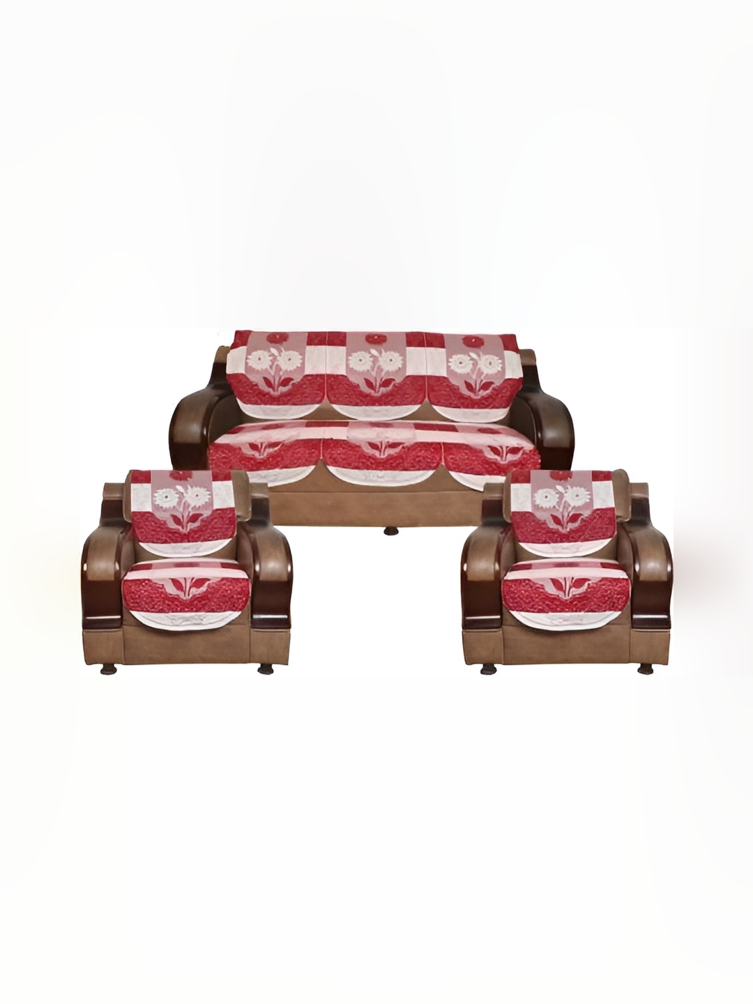 

BIGGER FISH Maroon 10 Pieces 3 Seater Sofa Cover