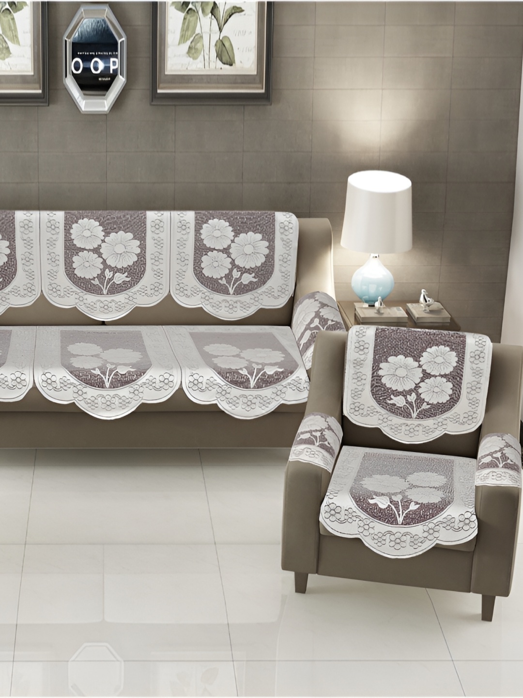 

BIGGER FISH Brown 10 Pieces 5 Seater Sofa Covers