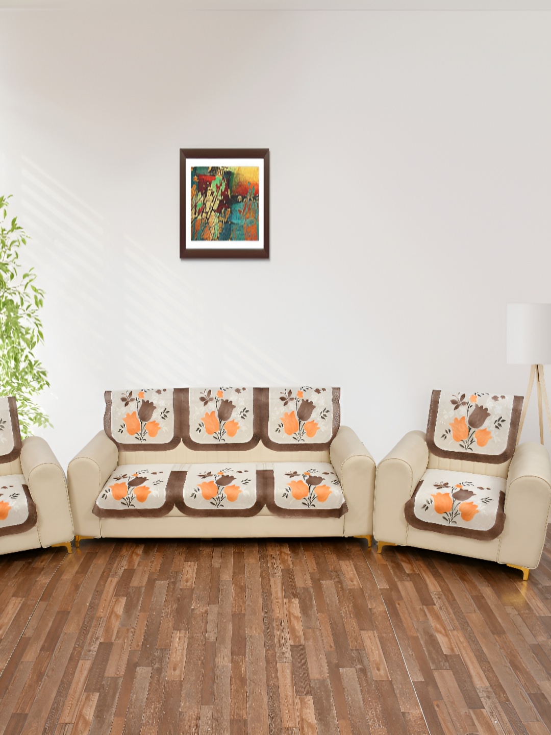 

BIGGER FISH Brown 10 Pieces 5 Seater Sofa Cover