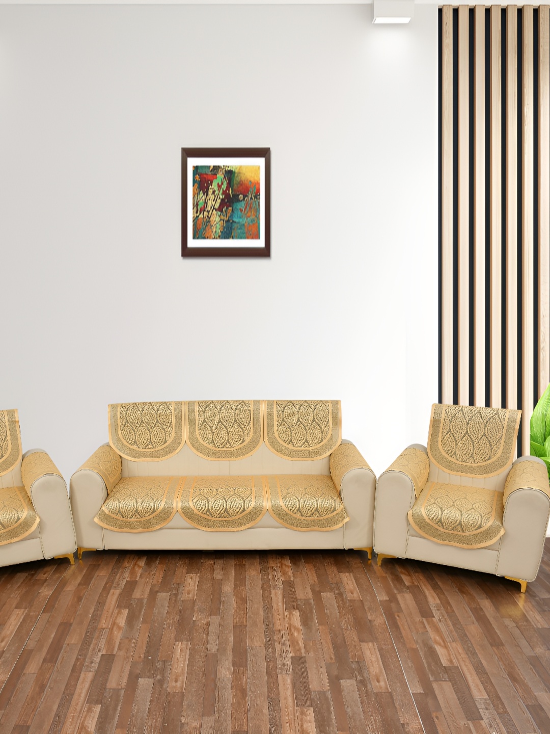 BIGGER FISH Gold-Toned 16 Pieces 5 Seater Sofa Covers