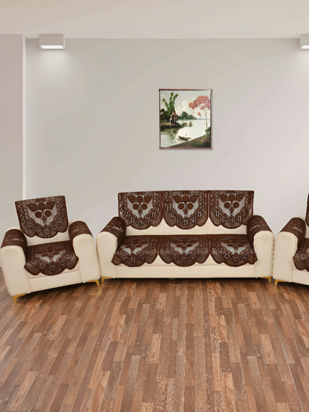 

BIGGER FISH Brown 16 Pieces 5 Seater Sofa Cover