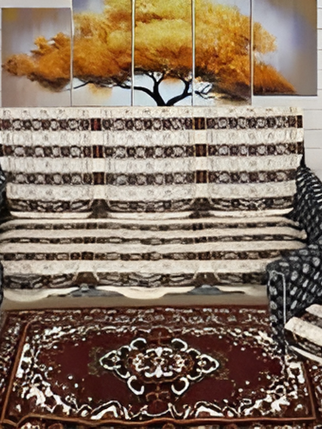 

BIGGER FISH Brown 10 Pieces 3 Seater Sofa Cover