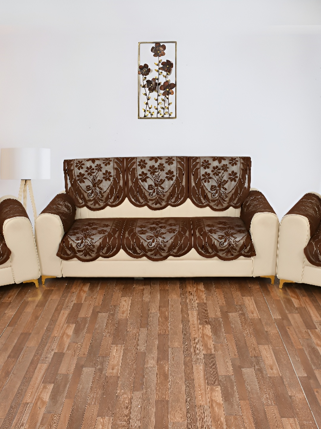 

BIGGER FISH Brown 6 Pieces Self Design 5 Seater Sofa Covers