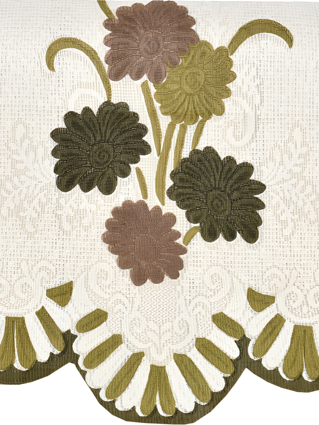

BIGGER FISH Green & Cream Embroidered 5 Seater Sofa Cover