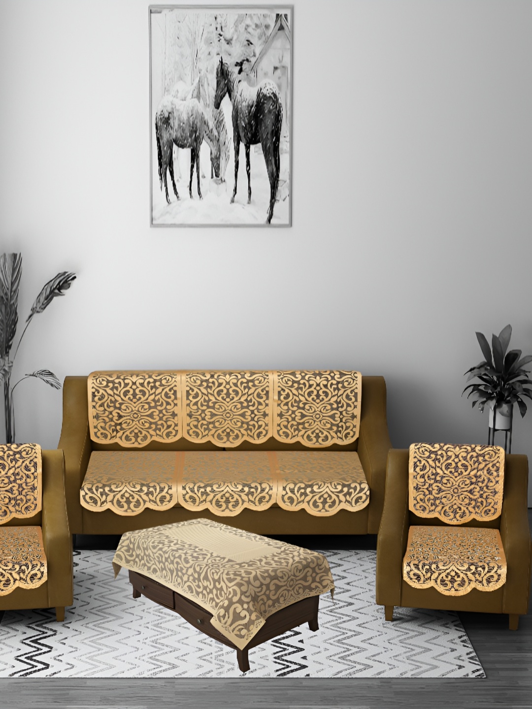 

BIGGER FISH Gold-Toned 10 Pieces 5 Seater Sofa Cover